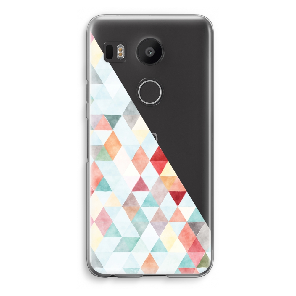 Lg Nexus 5X Transparant Hoesje Soft Gekleurde Driehoekjes Pastel lg kopen in de aanbieding