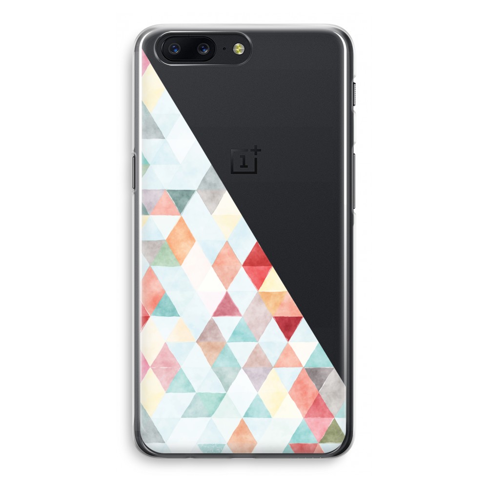 Oneplus 5 Transparant Hoesje Soft Gekleurde Driehoekjes Pastel oneplus kopen in de aanbieding