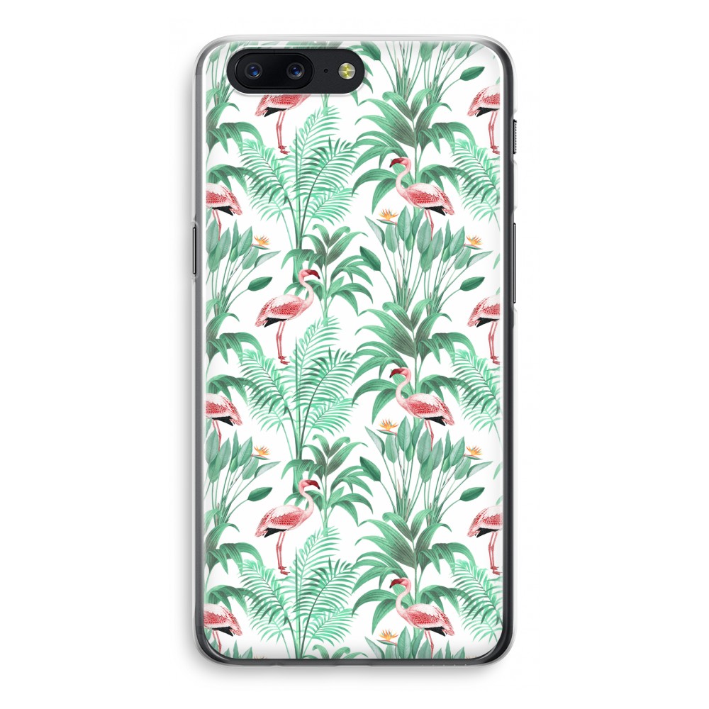 Oneplus 5 Transparant Hoesje Soft Flamingo Bladeren oneplus kopen in de aanbieding