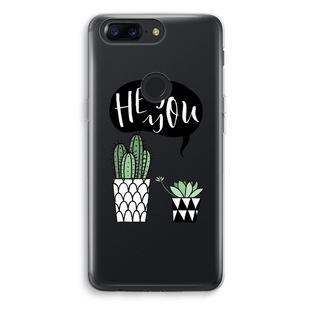 Oneplus 5T Transparant Hoesje Soft Hey You Cactus oneplus kopen in de aanbieding