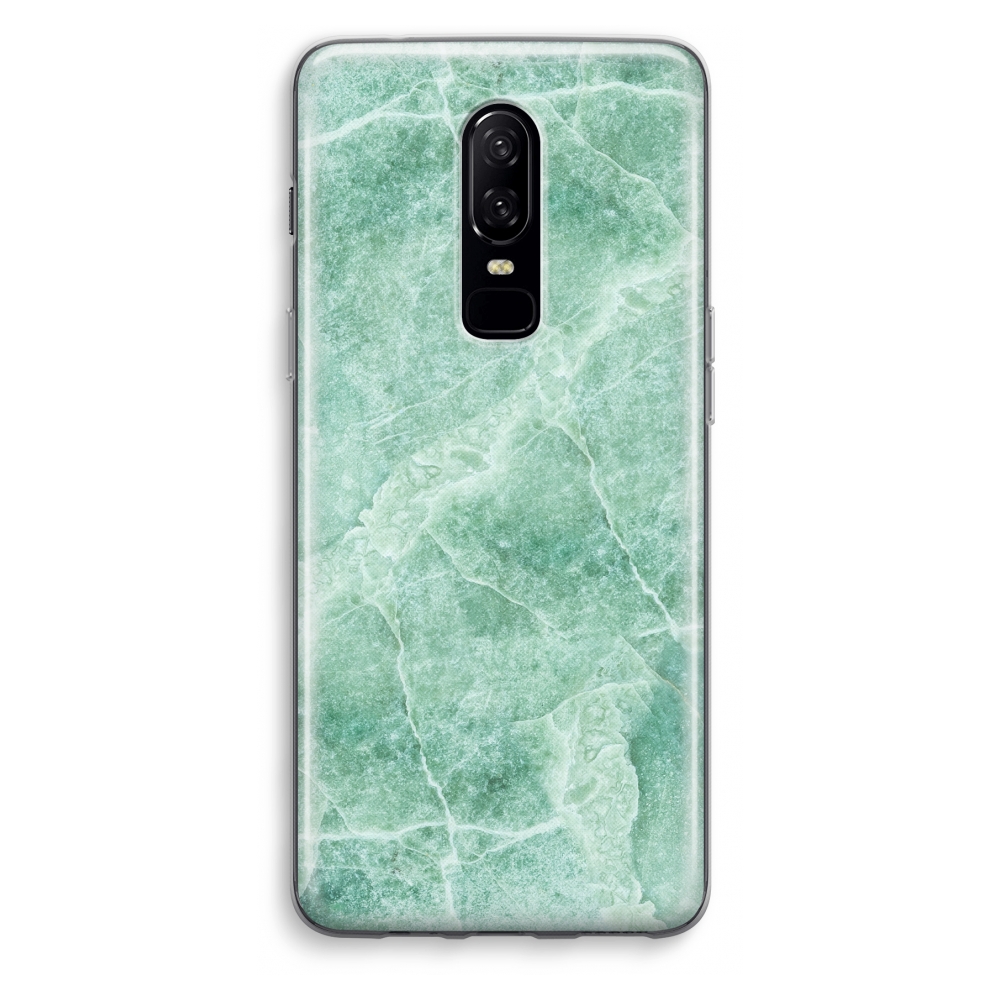 Oneplus 6 Transparant Hoesje Soft Groen Marmer oneplus kopen in de aanbieding