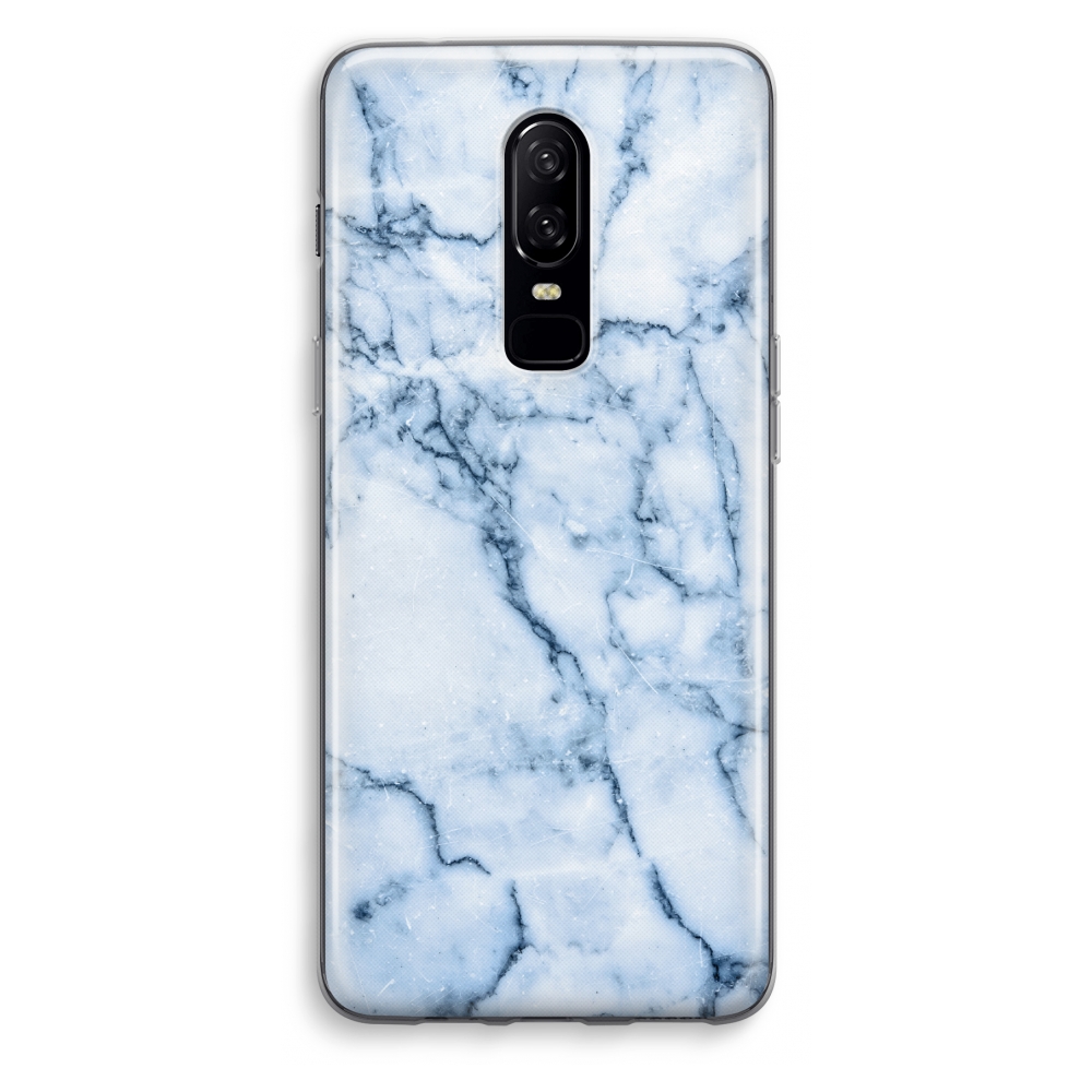 Oneplus 6 Transparant Hoesje Soft Blauw Marmer oneplus kopen in de aanbieding
