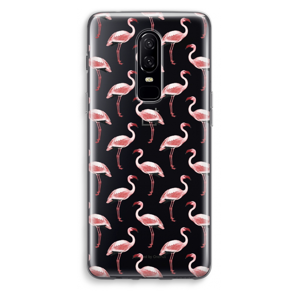 Oneplus 6 Transparant Hoesje Soft Flamingoprint Groen oneplus kopen in de aanbieding