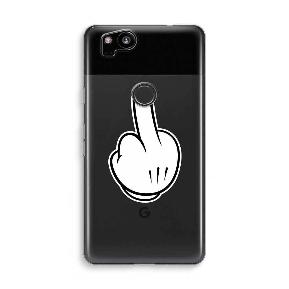 Google Pixel 2 Transparant Hoesje Soft Middle Finger Black google kopen in de aanbieding