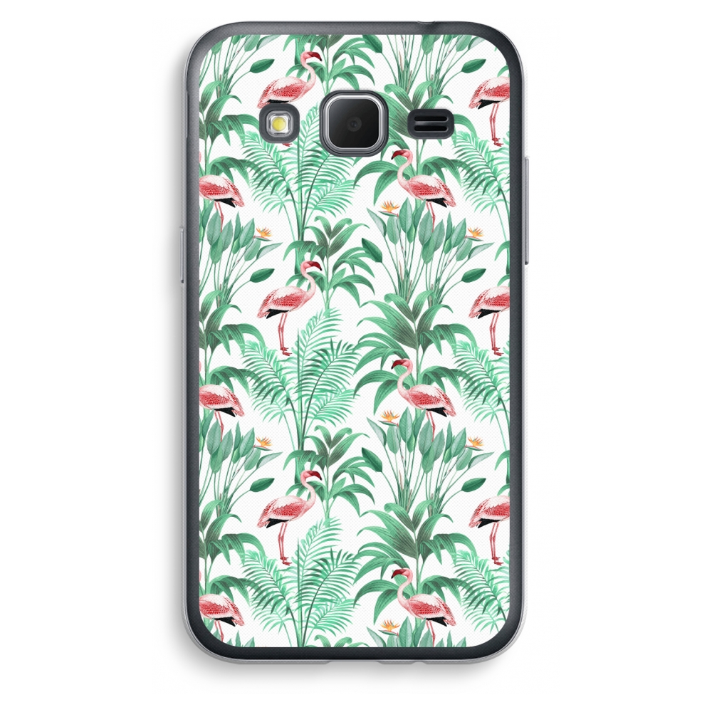 Samsung Galaxy Core Prime Transparant Hoesje Soft Flamingo Bladeren samsung kopen in de aanbieding