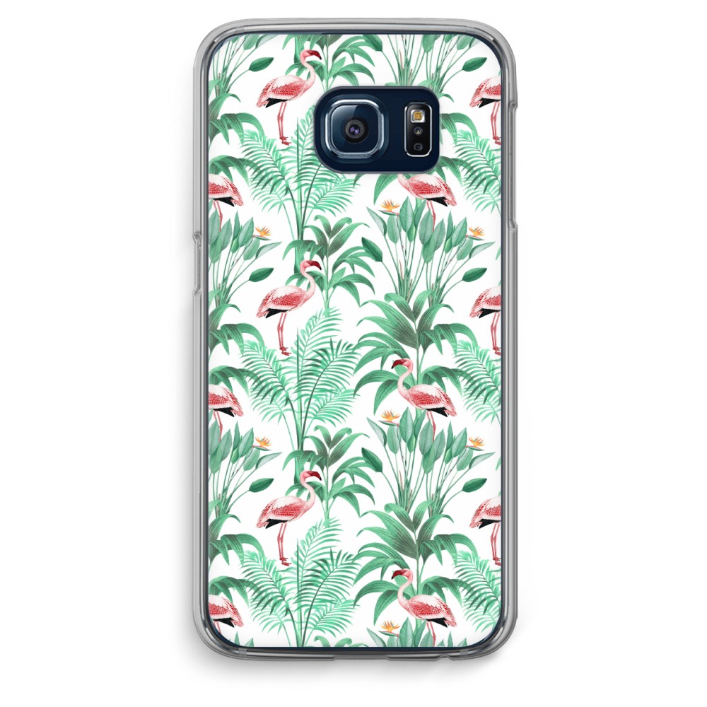 Samsung Galaxy S6 Edge Transparant Hoesje Soft Flamingo Bladeren samsung kopen in de aanbieding