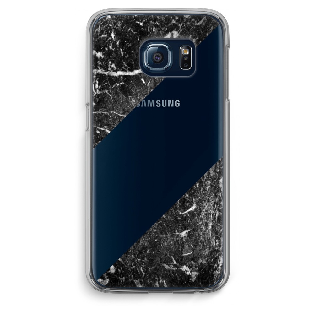 Samsung Galaxy S6 Edge Transparant Hoesje Soft Zwart Marmer samsung kopen in de aanbieding