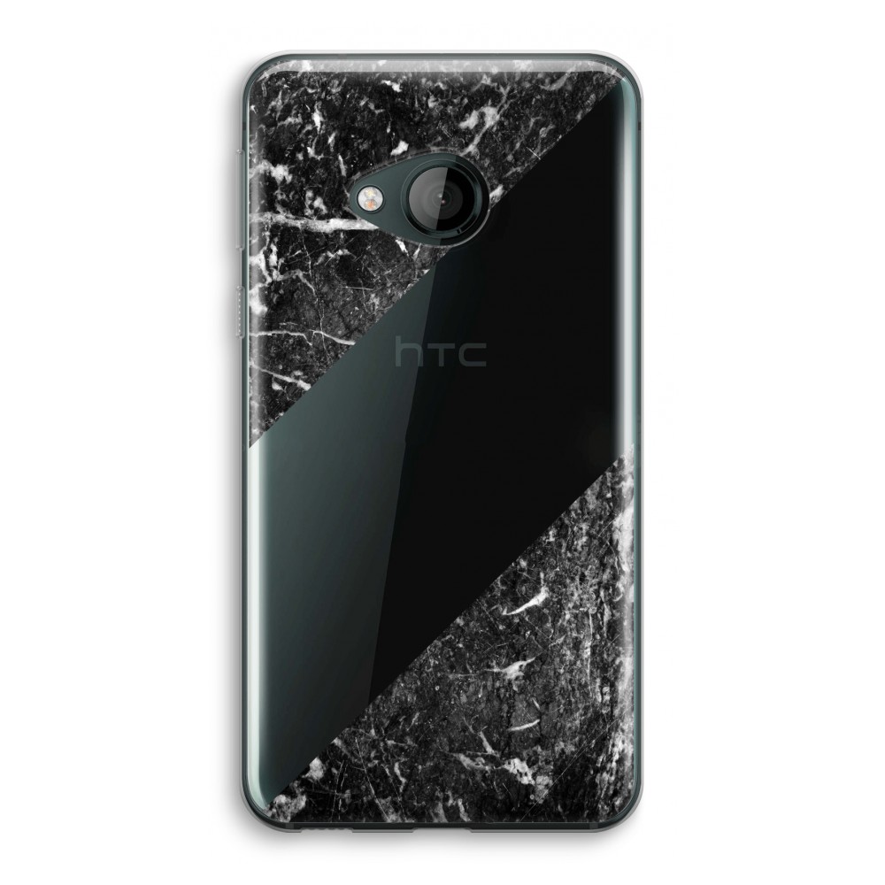 Htc Je Play Transparant Hoesje Soft Zwart Marmer htc kopen in de aanbieding