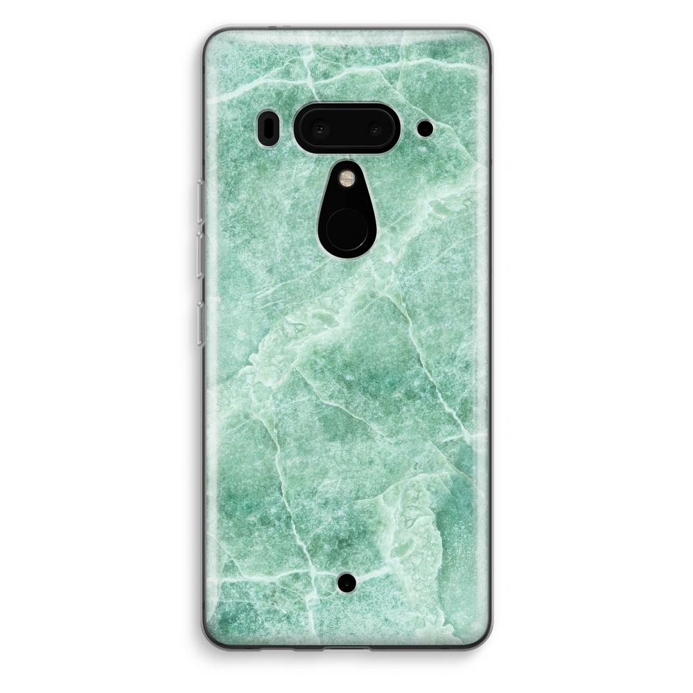 Htc U12 Transparant Hoesje Soft Groen Marmer htc kopen in de aanbieding