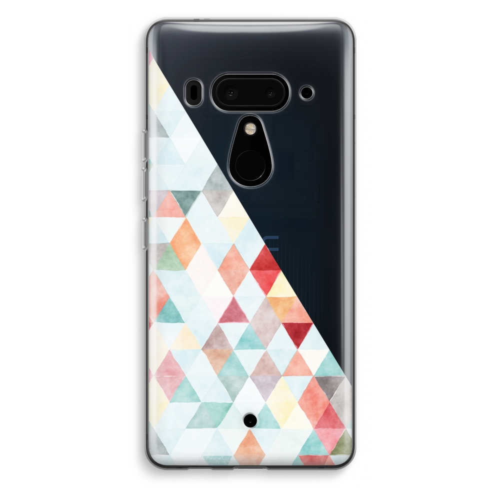 Htc U12 Transparant Hoesje Soft Gekleurde Driehoekjes Pastel htc kopen in de aanbieding