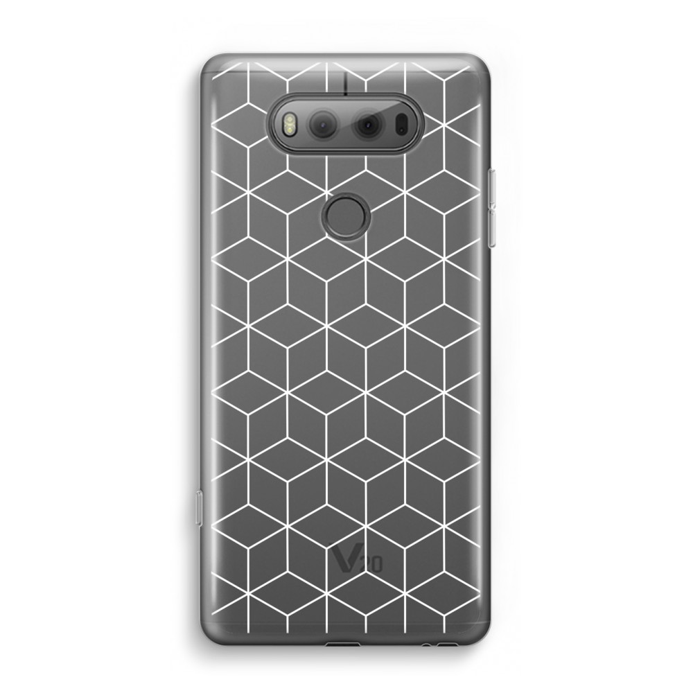 Lg V20 Transparant Hoesje Soft Zwart Witte Kubussen lg kopen in de aanbieding