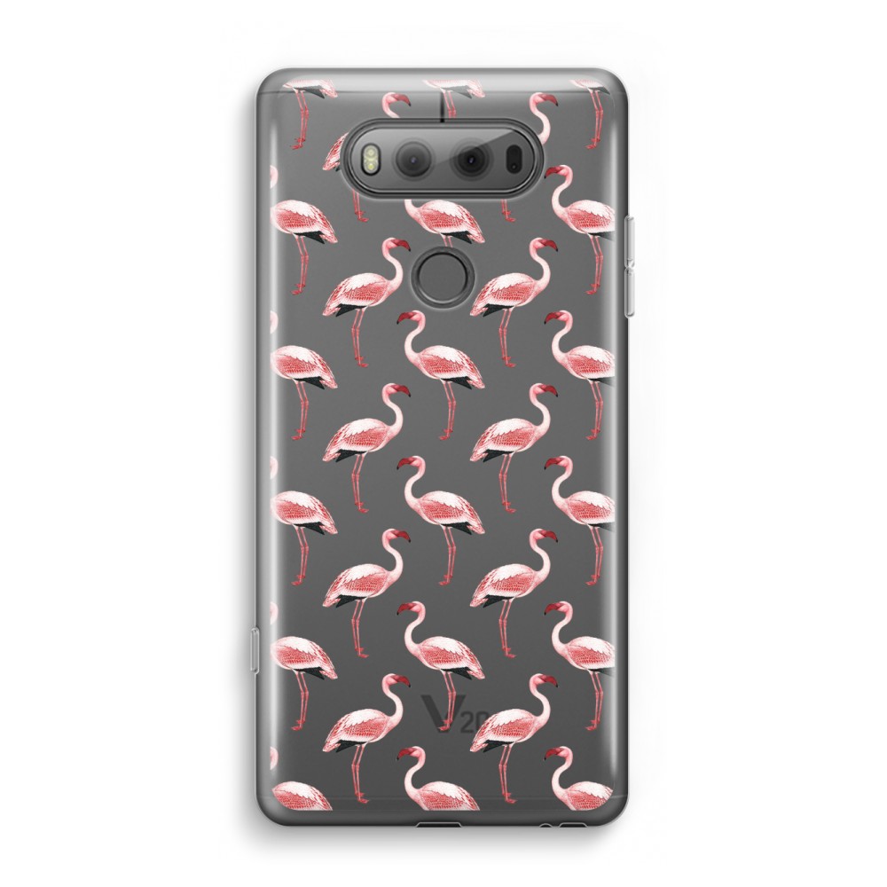 Lg V20 Transparant Hoesje Soft Flamingoprint Groen lg kopen in de aanbieding