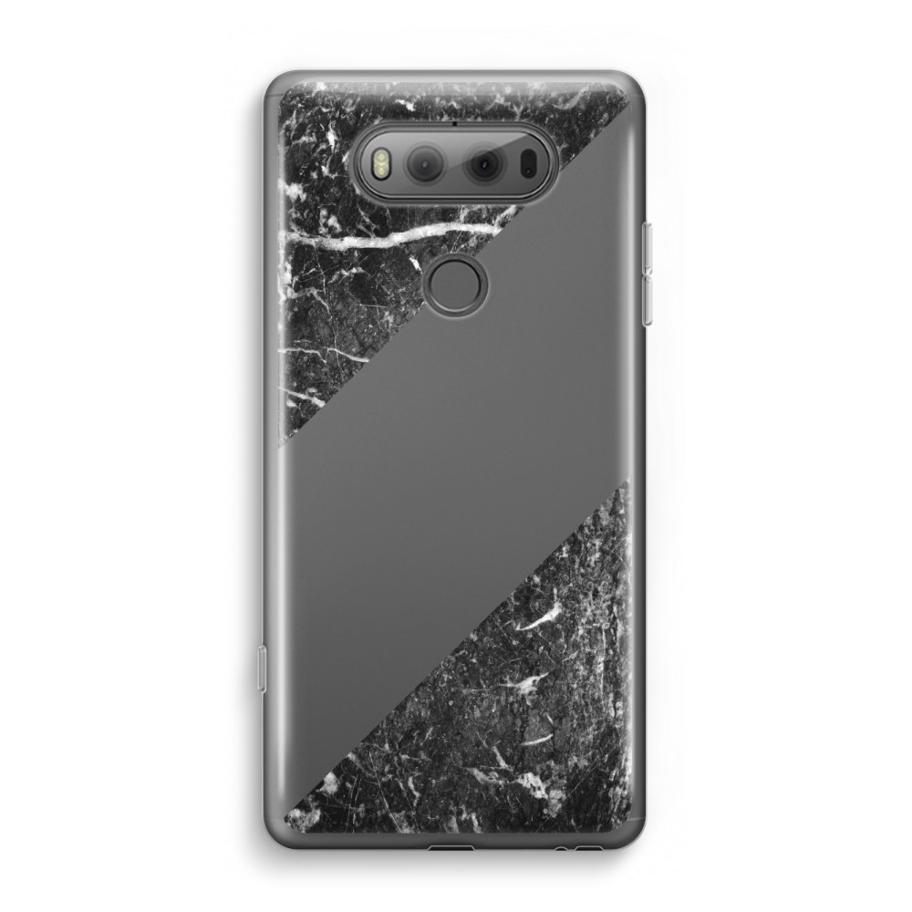 Lg V20 Transparant Hoesje Soft Zwart Marmer lg kopen in de aanbieding