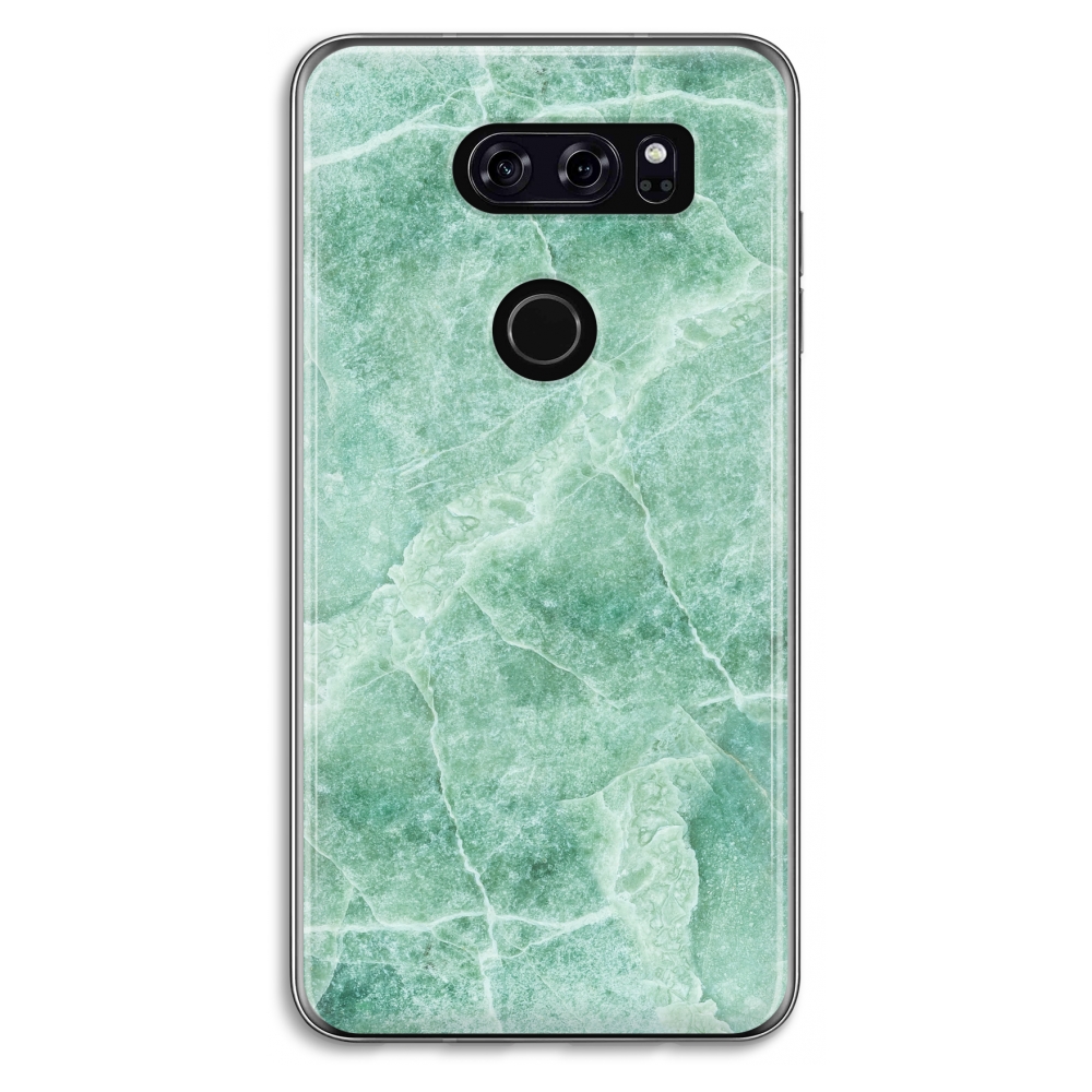 Lg V30 Transparant Hoesje Soft Groen Marmer lg kopen in de aanbieding