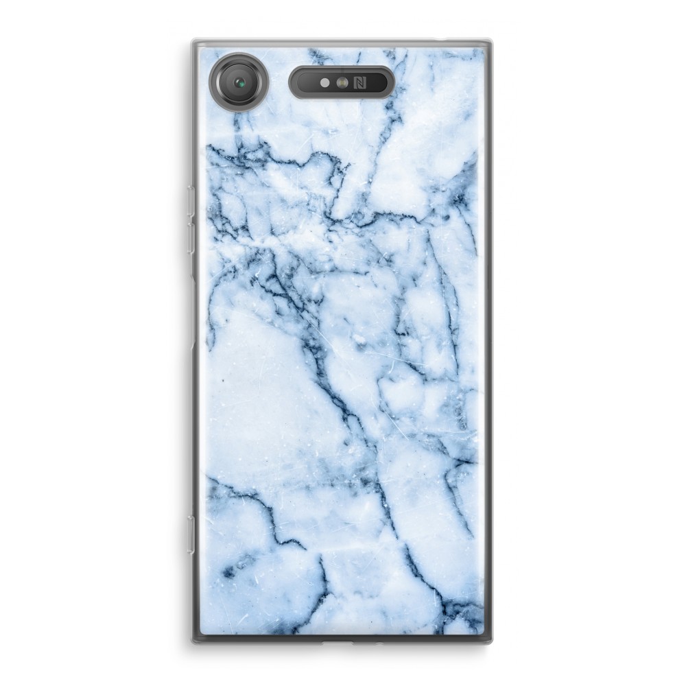 Sony Xperia Xz1 Transparant Hoesje Soft Blauw Marmer sony kopen in de aanbieding