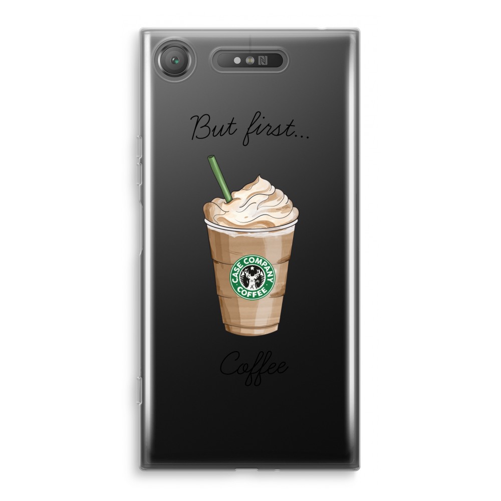 Sony Xperia Xz1 Transparant Hoesje Soft But First Coffee sony kopen in de aanbieding