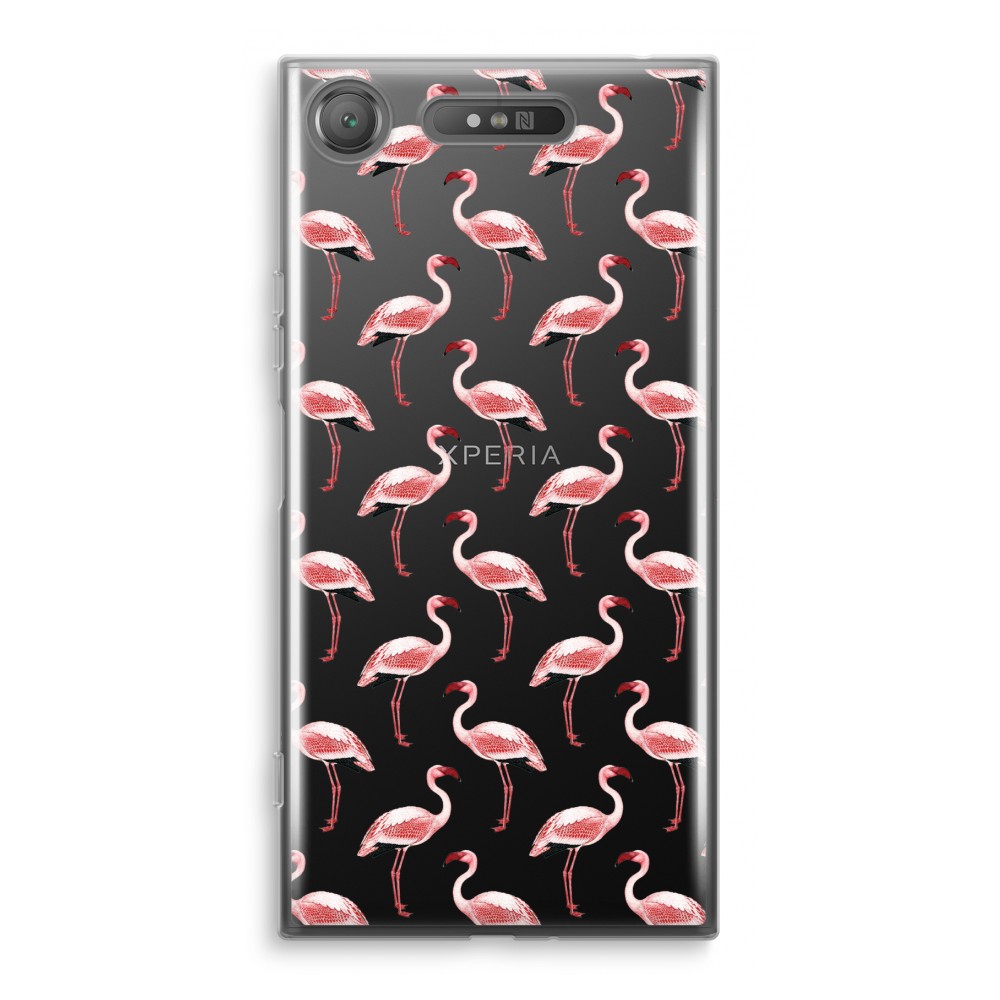 Sony Xperia Xz1 Transparant Hoesje Soft Flamingoprint Groen sony kopen in de aanbieding