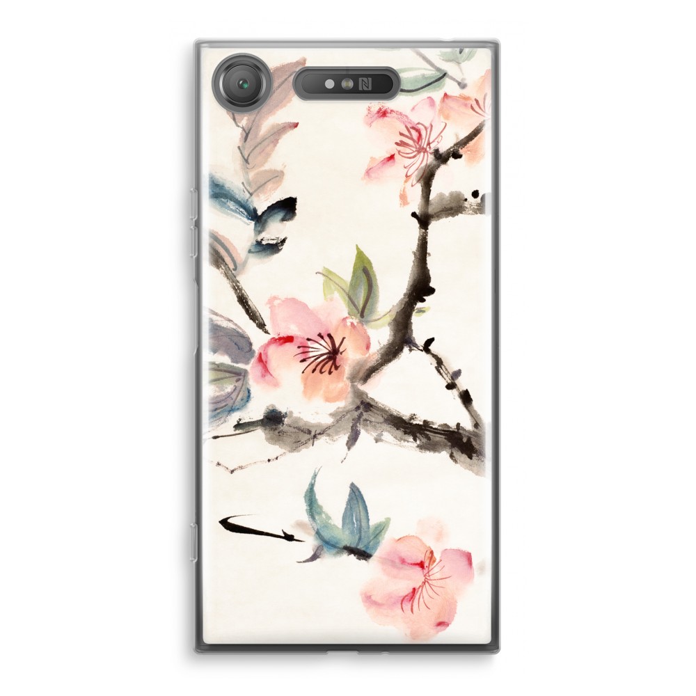 Sony Xperia Xz1 Transparant Hoesje Soft Japanse Bloemen sony kopen in de aanbieding
