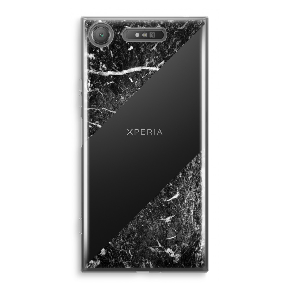 Sony Xperia Xz1 Transparant Hoesje Soft Zwart Marmer sony kopen in de aanbieding