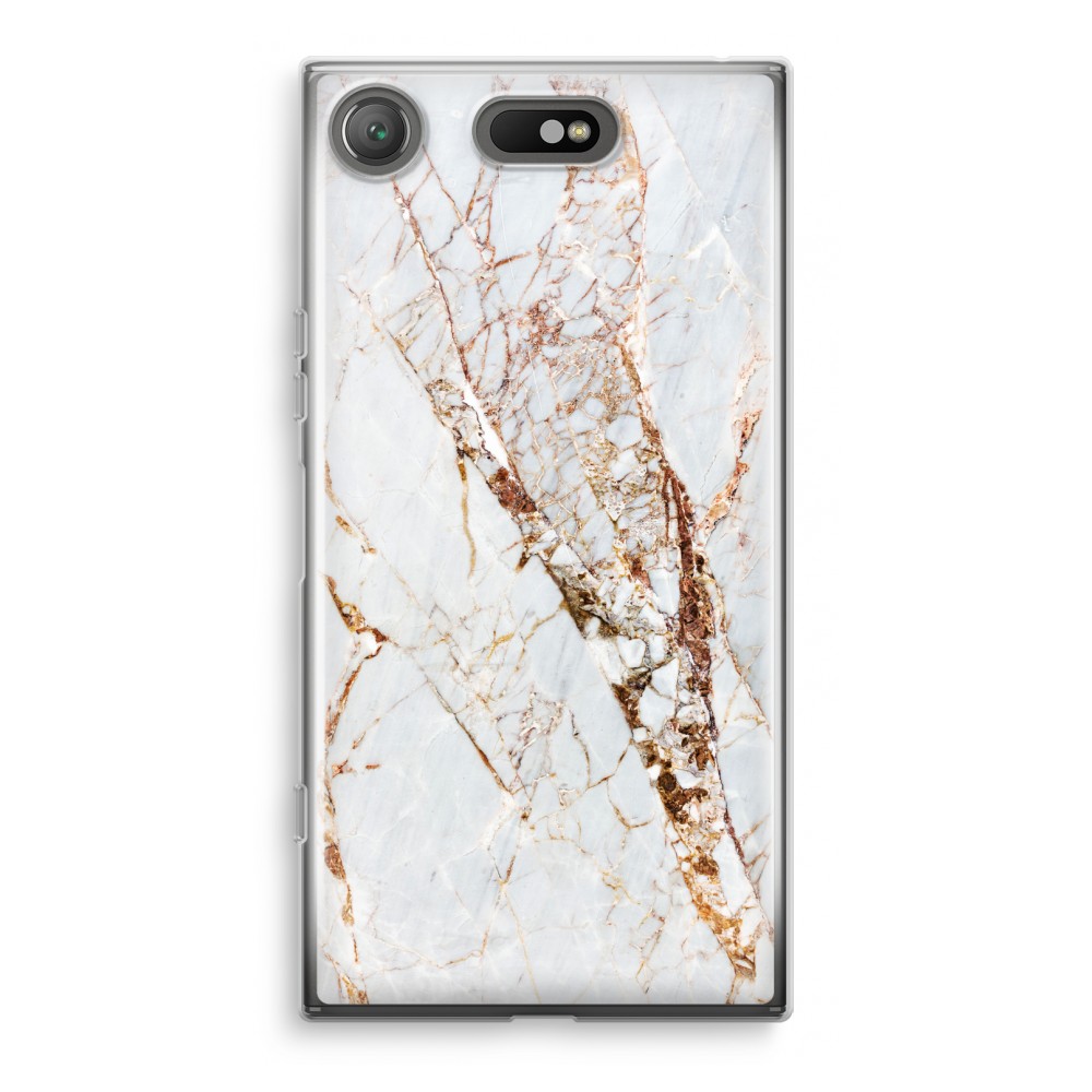 Sony Xperia Xz1 Compact Transparant Hoesje Soft Goud Marmer sony kopen in de aanbieding