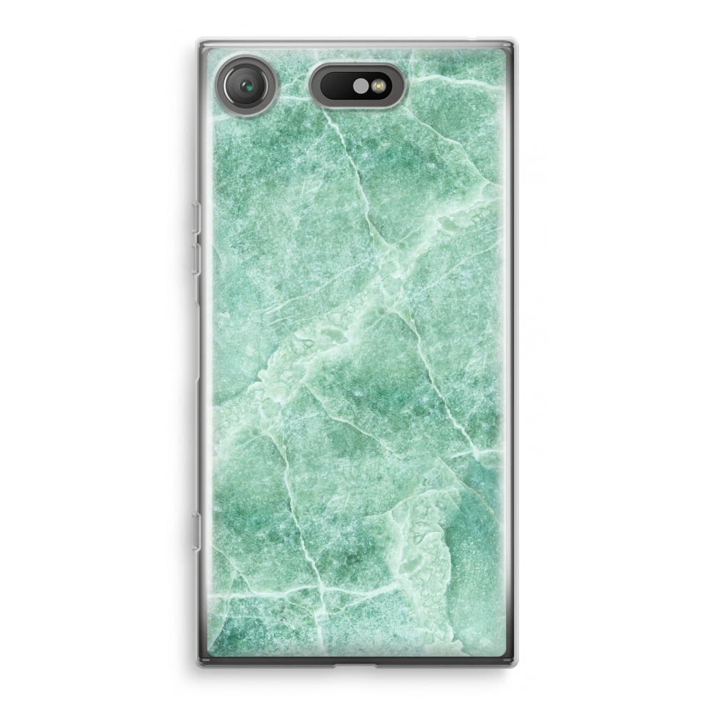 Sony Xperia Xz1 Compact Transparant Hoesje Soft Groen Marmer sony kopen in de aanbieding