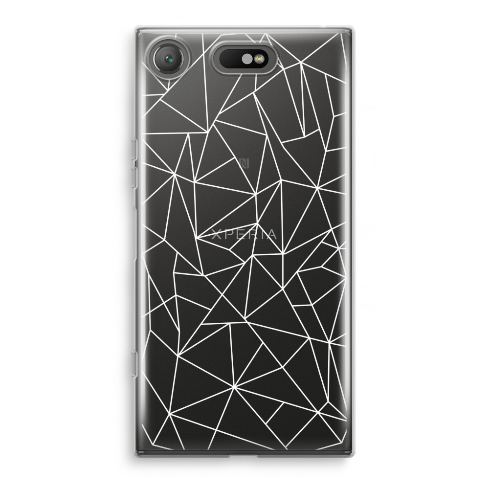 Sony Xperia Xz1 Compact Transparant Hoesje Soft Geometrische Lijnen Wit sony kopen in de aanbieding