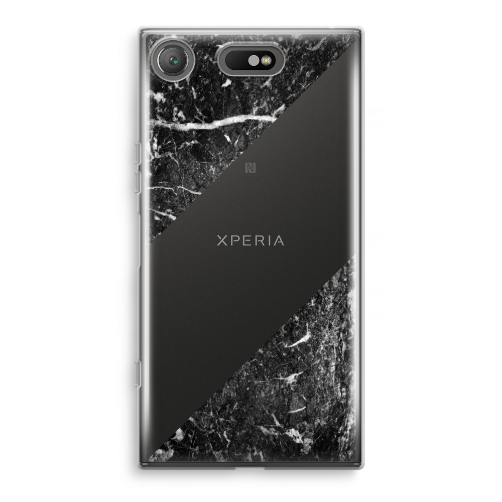 Sony Xperia Xz1 Compact Transparant Hoesje Soft Zwart Marmer sony kopen in de aanbieding