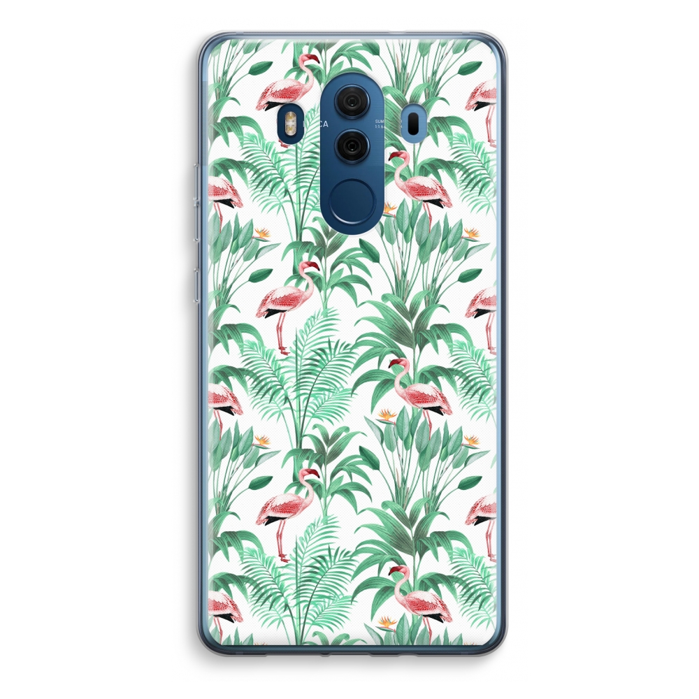 Huawei Mate 10 Pro Transparant Hoesje Soft Flamingo Bladeren huawei kopen in de aanbieding