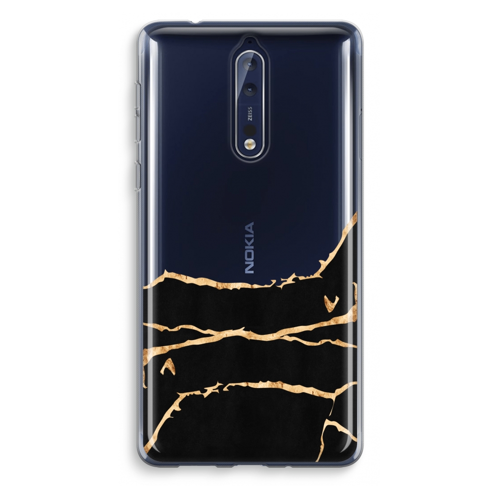Nokia 8 Transparant Hoesje Soft Gouden Marmer nokia kopen in de aanbieding