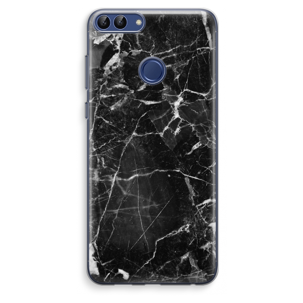 Huawei P Smart 2018 Transparant Hoesje Soft Zwart Marmer 2 huawei kopen in de aanbieding