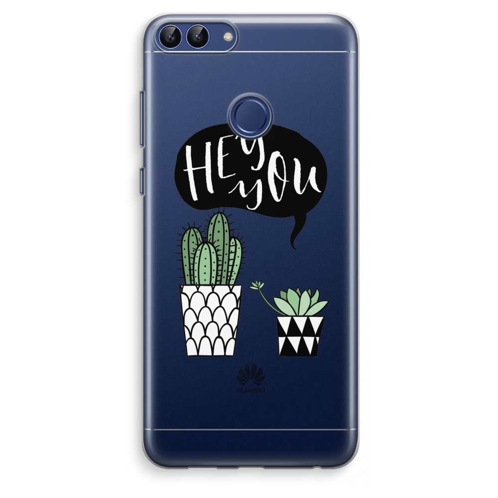 Huawei P Smart 2018 Transparant Hoesje Soft Hey You Cactus huawei kopen in de aanbieding
