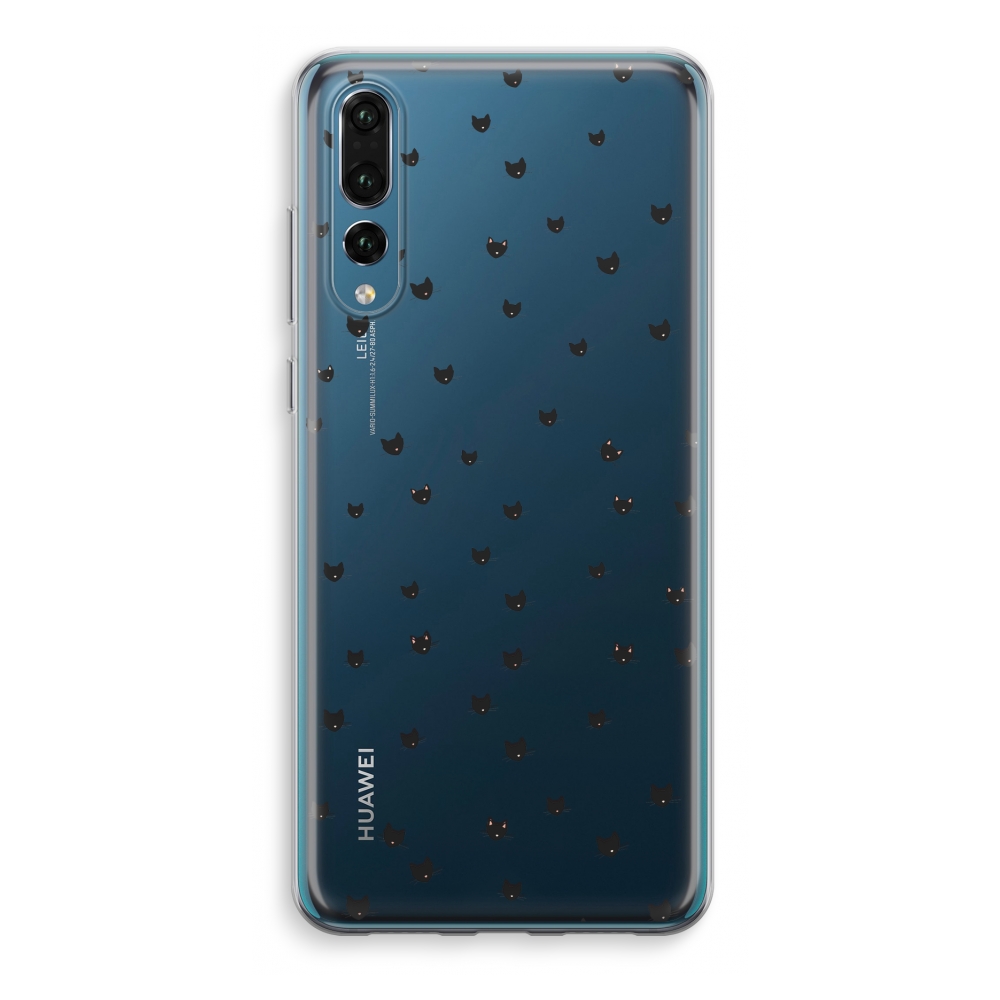 Huawei P20 Pro Transparant Hoesje Soft Kleine Kattenkopjes huawei kopen in de aanbieding
