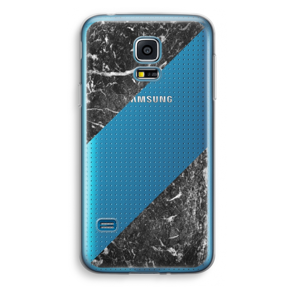 Samsung Galaxy S5 Mini Transparant Hoesje Soft Zwart Marmer samsung kopen in de aanbieding