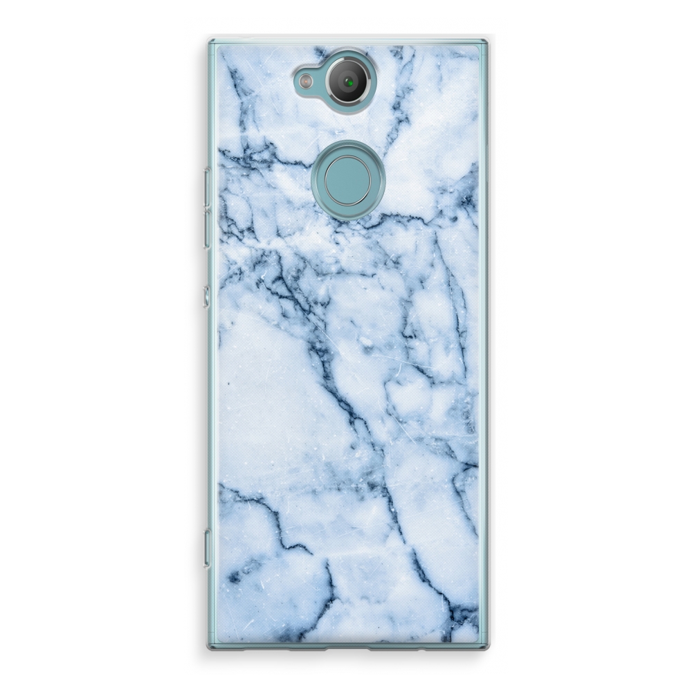Sony Xperia Xa2 Transparant Hoesje Soft Blauw Marmer sony kopen in de aanbieding Sony Xperia Xa2 Transparant Hoesje Soft Blauw Marmer sony kopen in de aanbieding