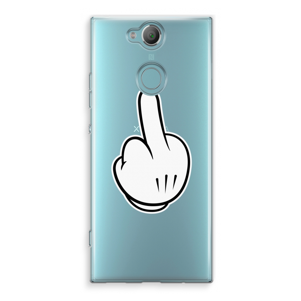 Sony Xperia Xa2 Transparant Hoesje Soft Middle Finger Black sony kopen in de aanbieding Sony Xperia Xa2 Transparant Hoesje Soft Middle Finger Black sony kopen in de aanbieding