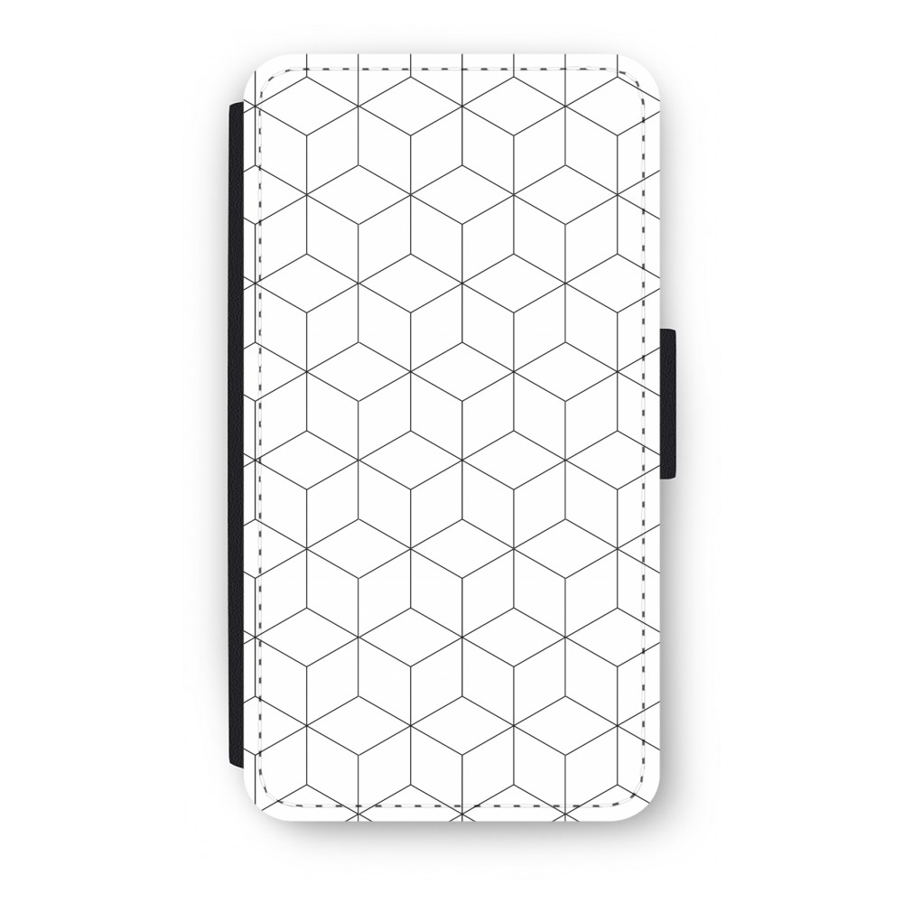 Samsung Galaxy A3 2017 Flip Hoesje Zwart Witte Kubussen samsung kopen in de aanbieding