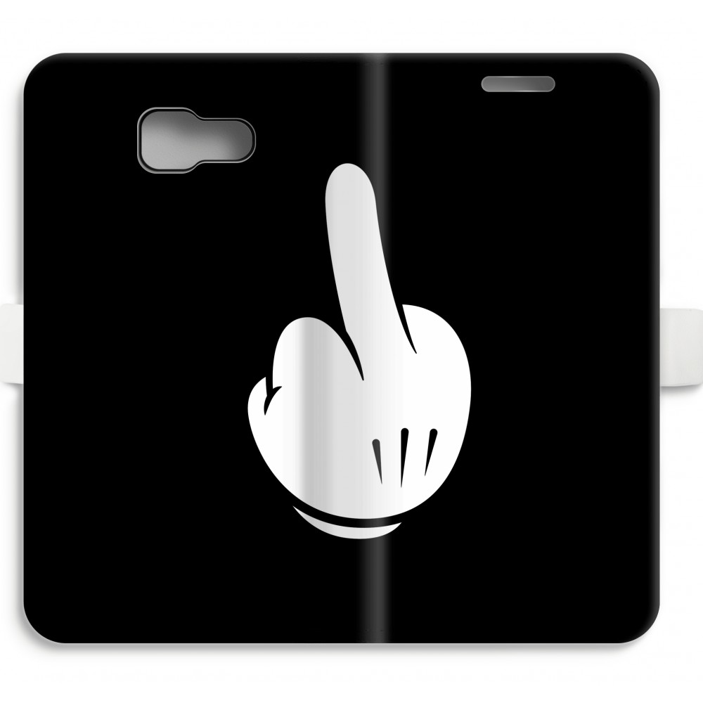 Samsung Galaxy A5 2016 Volledig Geprint Flip Hoesje Middle Finger Black samsung kopen in de aanbieding