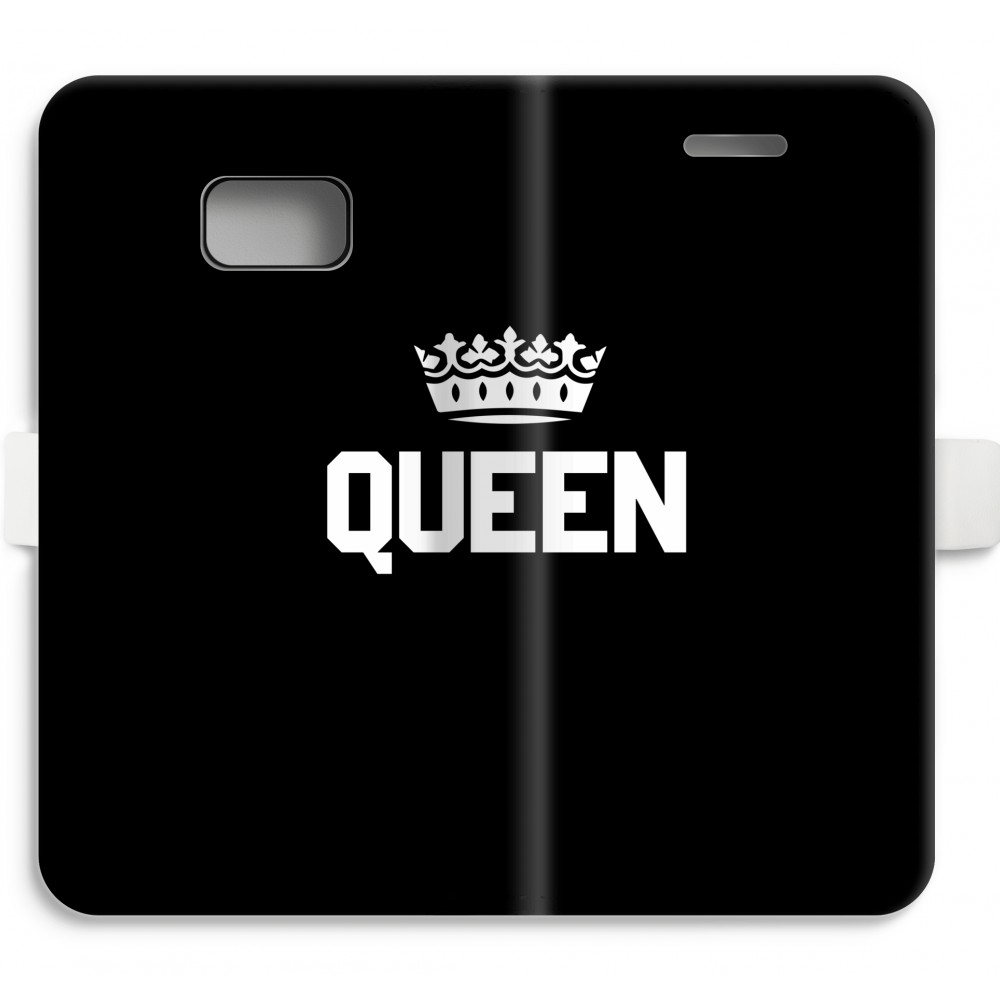 Samsung Galaxy S7 Volledig Geprint Flip Hoesje Queen Zwart samsung kopen in de aanbieding