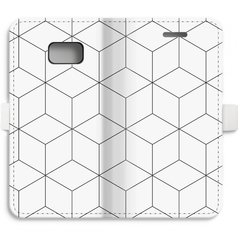 Samsung Galaxy S7 Volledig Geprint Flip Hoesje Zwart Witte Kubussen samsung kopen in de aanbieding