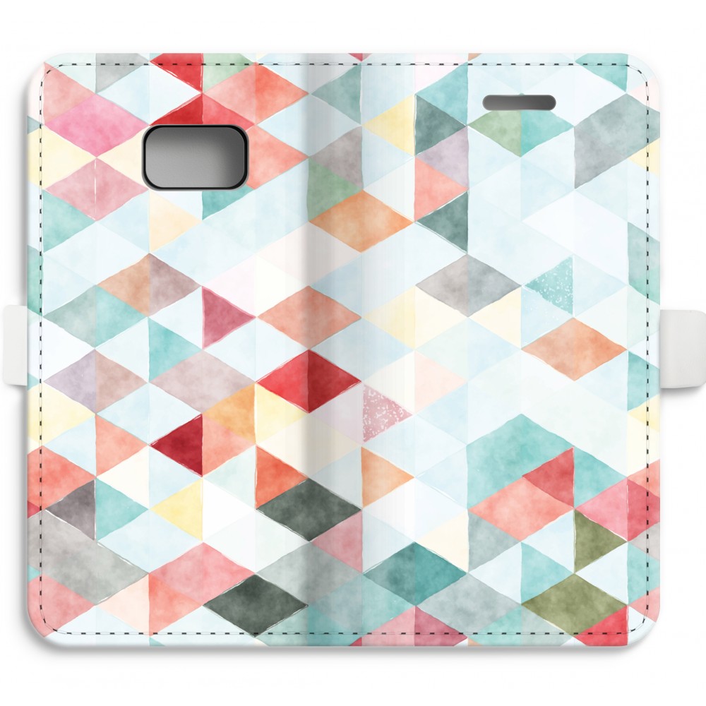 Samsung Galaxy S7 Volledig Geprint Flip Hoesje Gekleurde Driehoekjes Pastel samsung kopen in de aanbieding