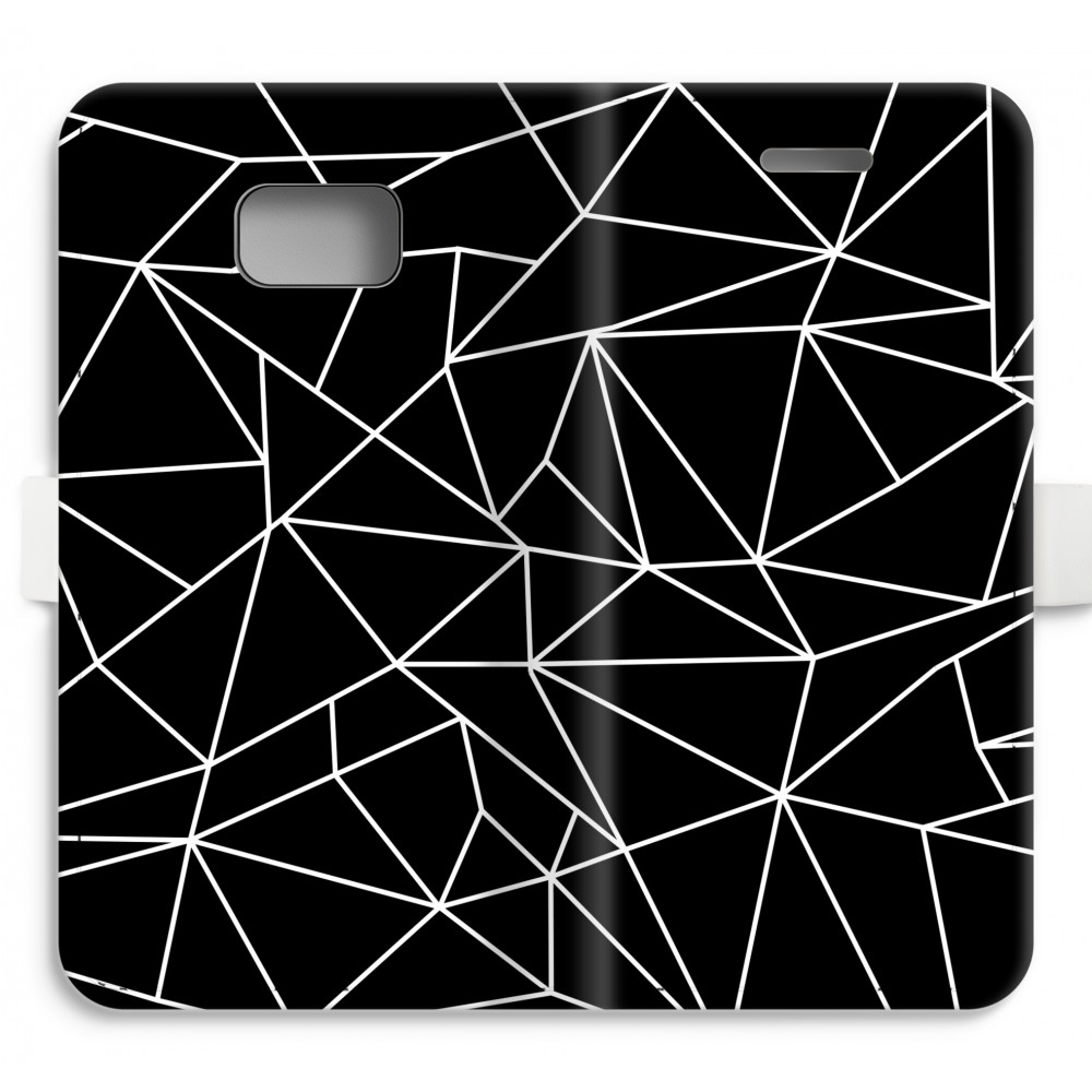 Samsung Galaxy S7 Edge Volledig Geprint Flip Hoesje Geometrische Lijnen Wit samsung kopen in de aanbieding