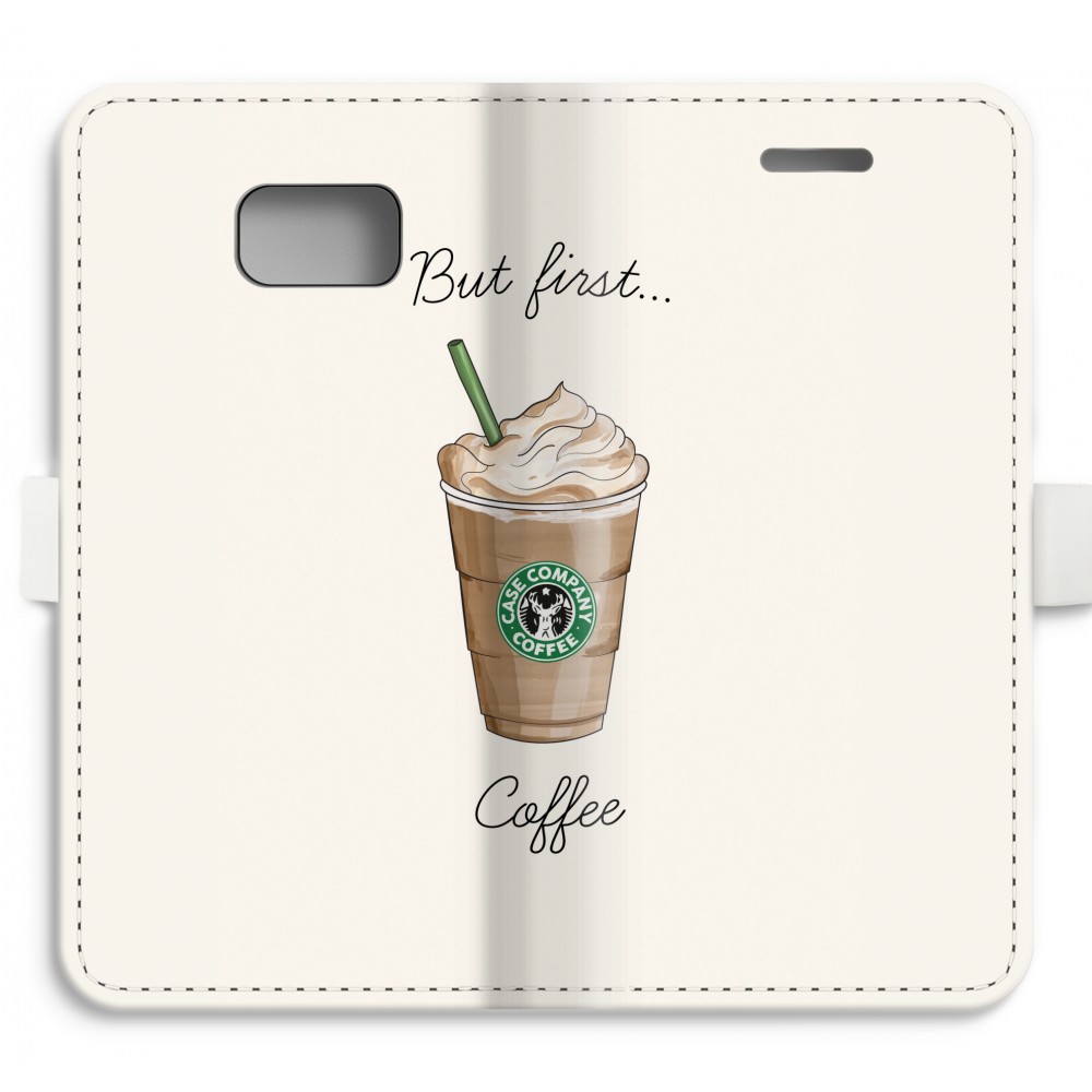 Samsung Galaxy S7 Edge Volledig Geprint Flip Hoesje But First Coffee samsung kopen in de aanbieding