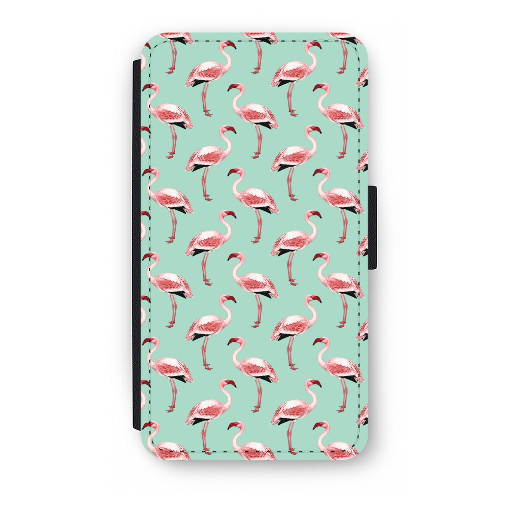 Samsung J7 2016 Flip Hoesje Flamingoprint Groen samsung kopen in de aanbieding
