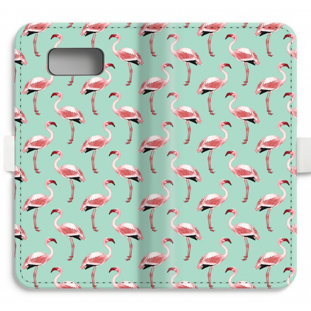 Samsung Galaxy S8 Plus Volledig Geprint Flip Hoesje Flamingoprint Groen samsung kopen in de aanbieding