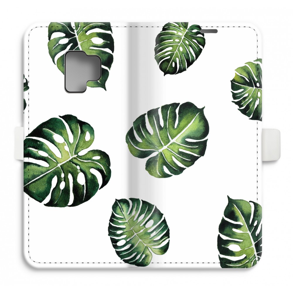 Samsung Galaxy S9 Volledig Geprint Flip Hoesje Tropische Bladeren samsung kopen in de aanbieding