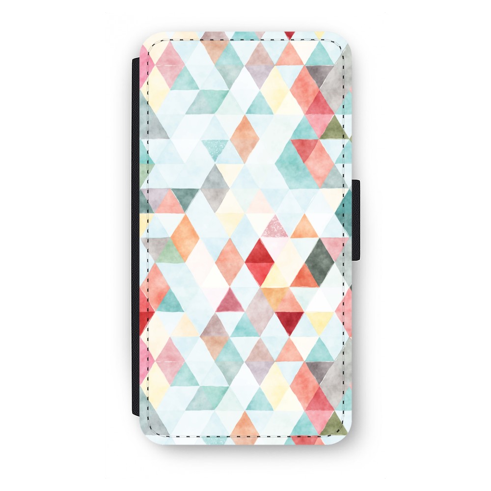 Samsung Galaxy S9 Flip Hoesje Gekleurde Driehoekjes Pastel samsung kopen in de aanbieding