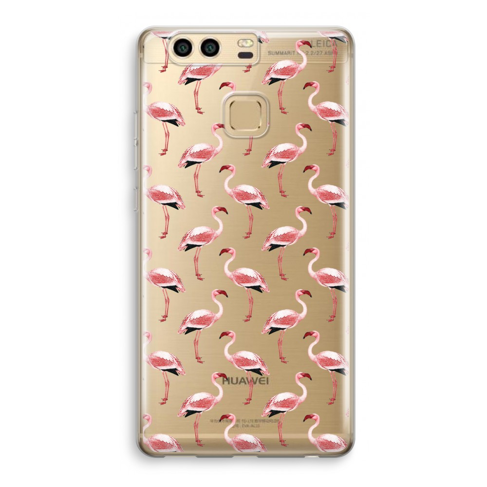 Huawei P9 Transparant Hoesje Soft Flamingoprint Groen huawei kopen in de aanbieding