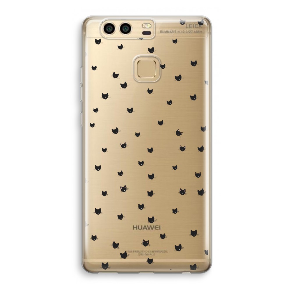 Huawei P9 Transparant Hoesje Soft Kleine Kattenkopjes huawei kopen in de aanbieding