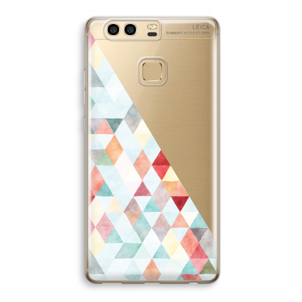 Huawei P9 Transparant Hoesje Soft Gekleurde Driehoekjes Pastel huawei kopen in de aanbieding Huawei P9 Transparant Hoesje Soft Gekleurde Driehoekjes Pastel huawei kopen in de aanbieding