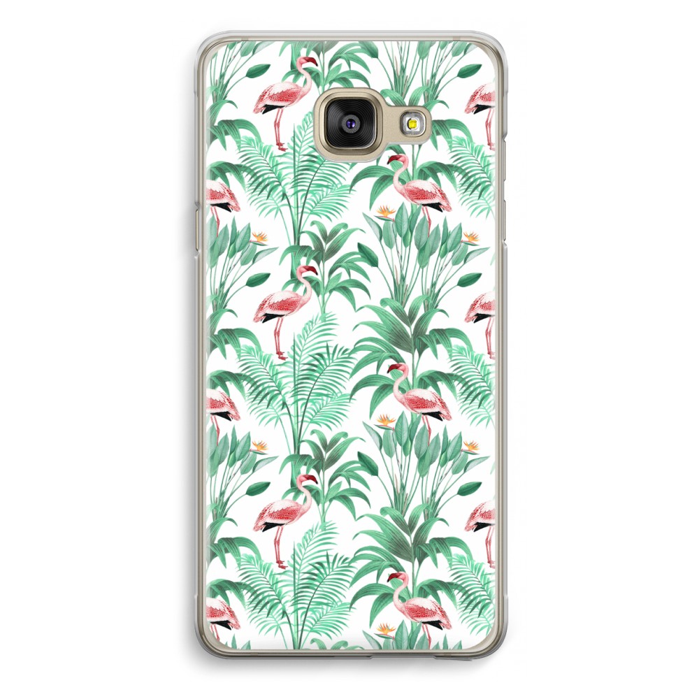 Samsung Galaxy A5 2016 Transparant Hoesje Soft Flamingo Bladeren samsung kopen in de aanbieding